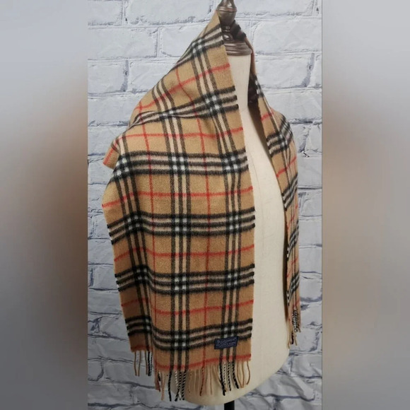 Burberry Vintage Scarf Nova Check Cashmere Wool England 90s Y2K 58" x 12" - Picture 7 of 12